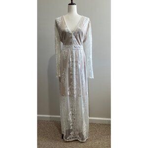 A Beautiful Soul Lace Maxi Dress Womens 2X Ivory V-Neck Wedding Boho